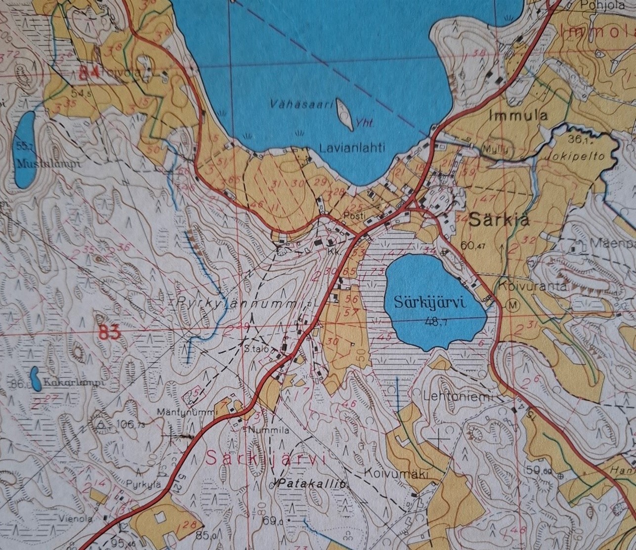 Särkijärven peruskartta 1966